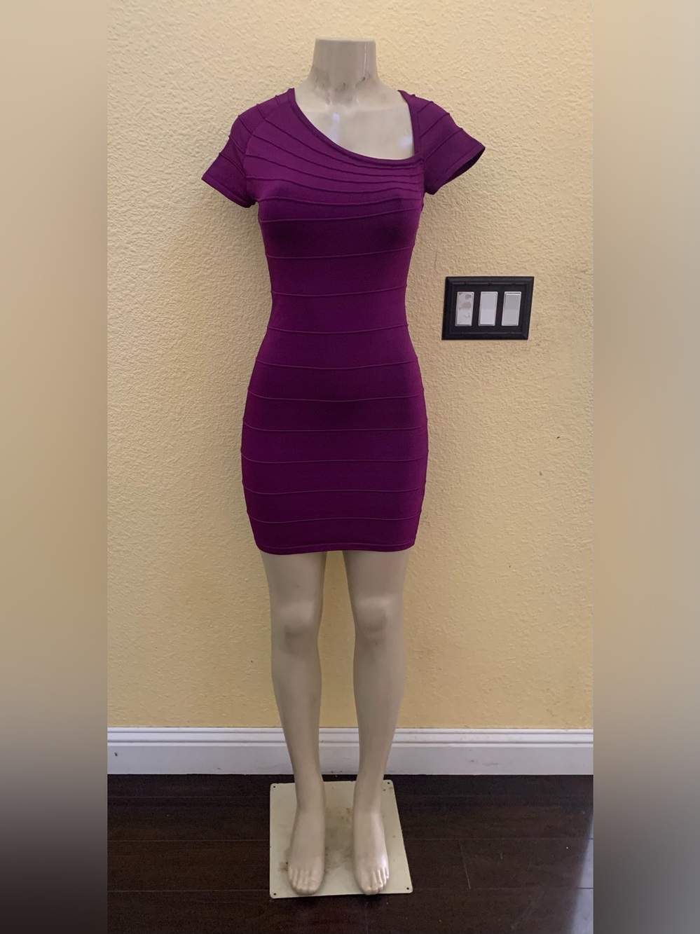 Bebe Size Medium Purple Bandage Bodycon Mini Dress